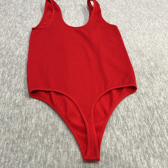 Red Ribbed Bodysuit size S - Picture 3 of 3